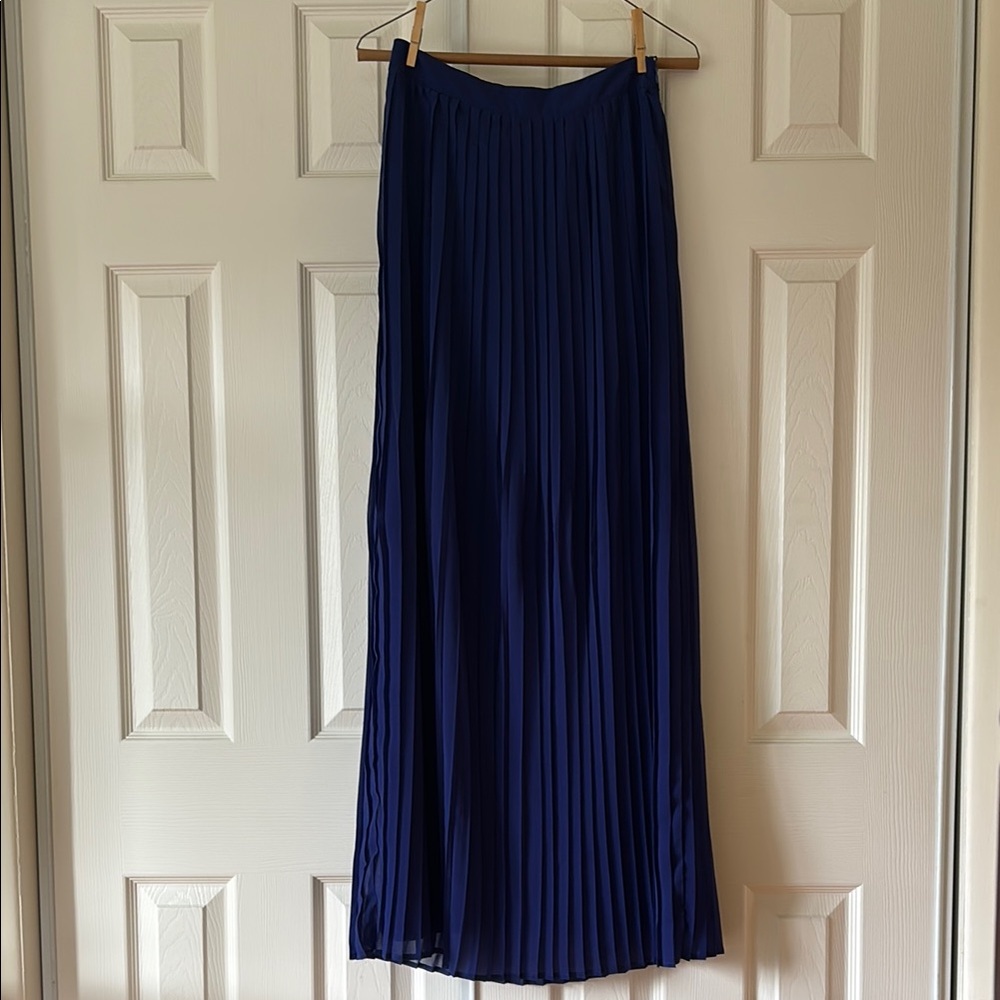 Anthropologie Blue Pleated Maxi Skirt by Sabine